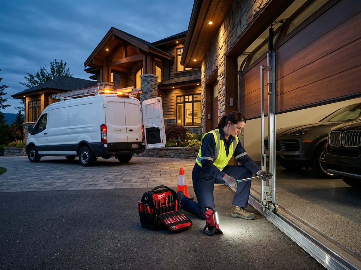 Certified technician performing emergency garage door repair in Windsor ON