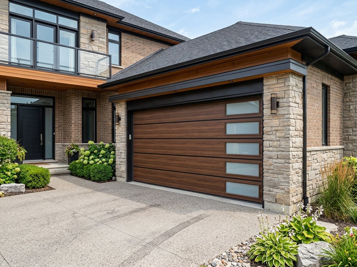 Modern Frosted Glass Carriage Door at South Windsor, ON